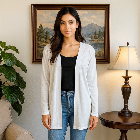 Croft & Barrow Women’s XXL Open-Front Cardigan – White - Picture 1 of 4